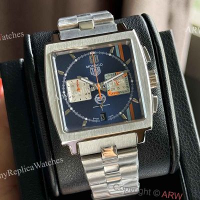 Replica Tag Heuer Monaco Gulf Blue Dial Steel Band Quartz Watches